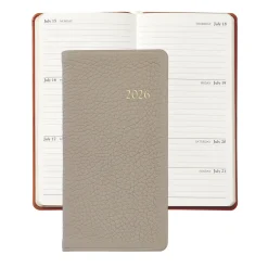 2026 6" Pocket Datebook in Beechwood Pebble Grain Leather