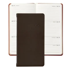 2026 6" Pocket Datebook in Brown Traditional Leather