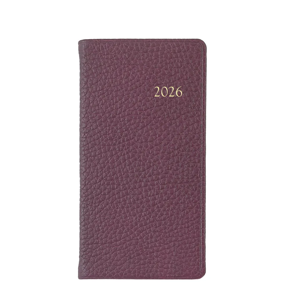 2026 6" Pocket Datebook in Wine Pebble Grain Leather