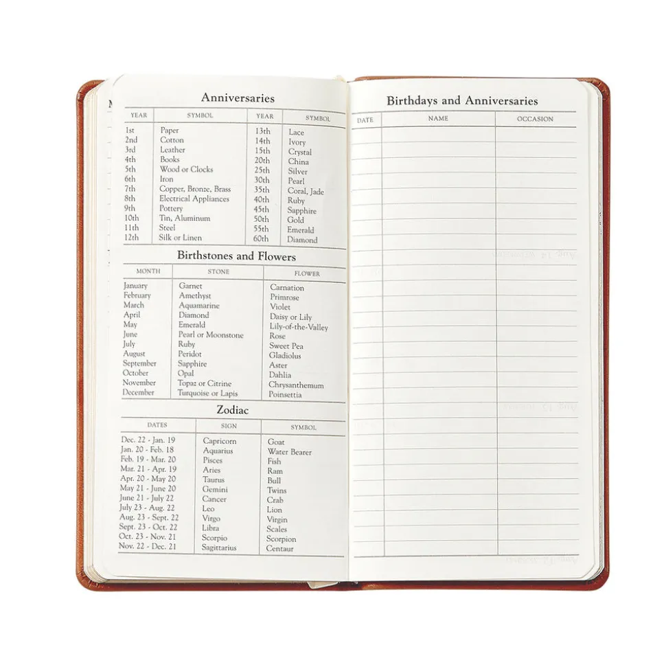 2026 6" Pocket Datebook in Wine Pebble Grain Leather