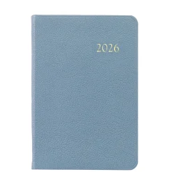 2026 Daily Journal in Blue Pebble Grain Leather