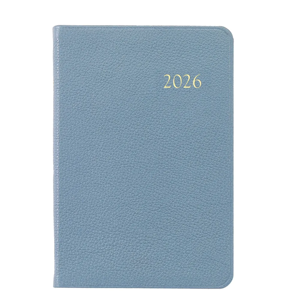 2026 Daily Journal in Blue Pebble Grain Leather