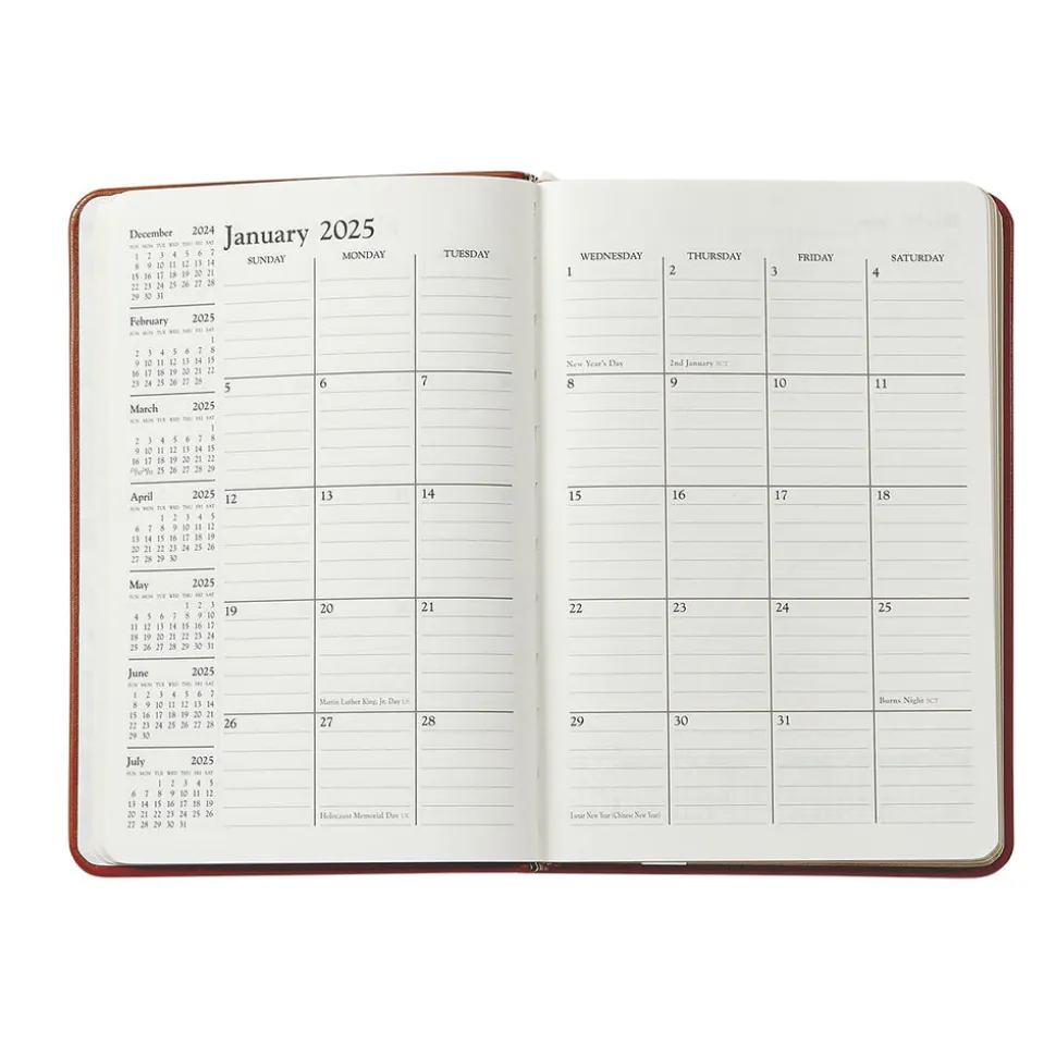 2026 Daily Journal in Blue Pebble Grain Leather
