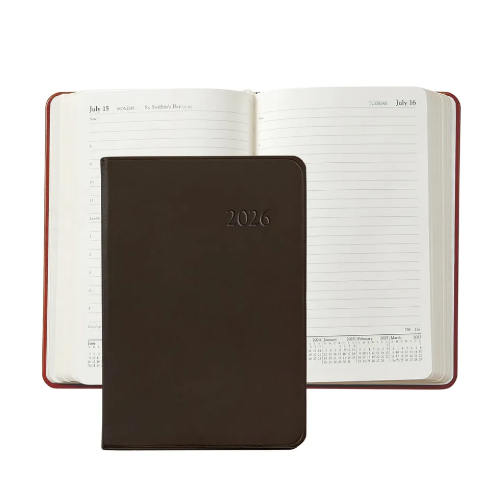 2026 Daily Journal in Brown Traditional Leather