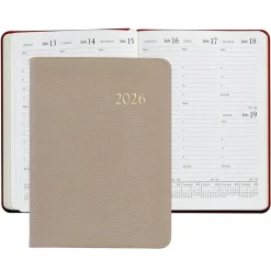 2026 Desk Diary in Beechwood Pebble Grain Leather