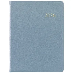 2026 Desk Diary in Blue Pepple Grain Leather