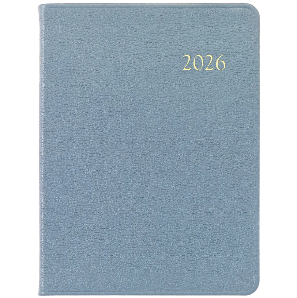 2026 Desk Diary in Blue Pepple Grain Leather