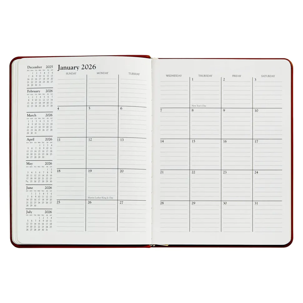 2026 Desk Diary in Blue Pepple Grain Leather