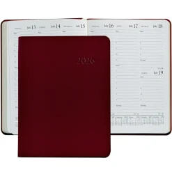 2026 Desk Diary in Bordeaux Leather