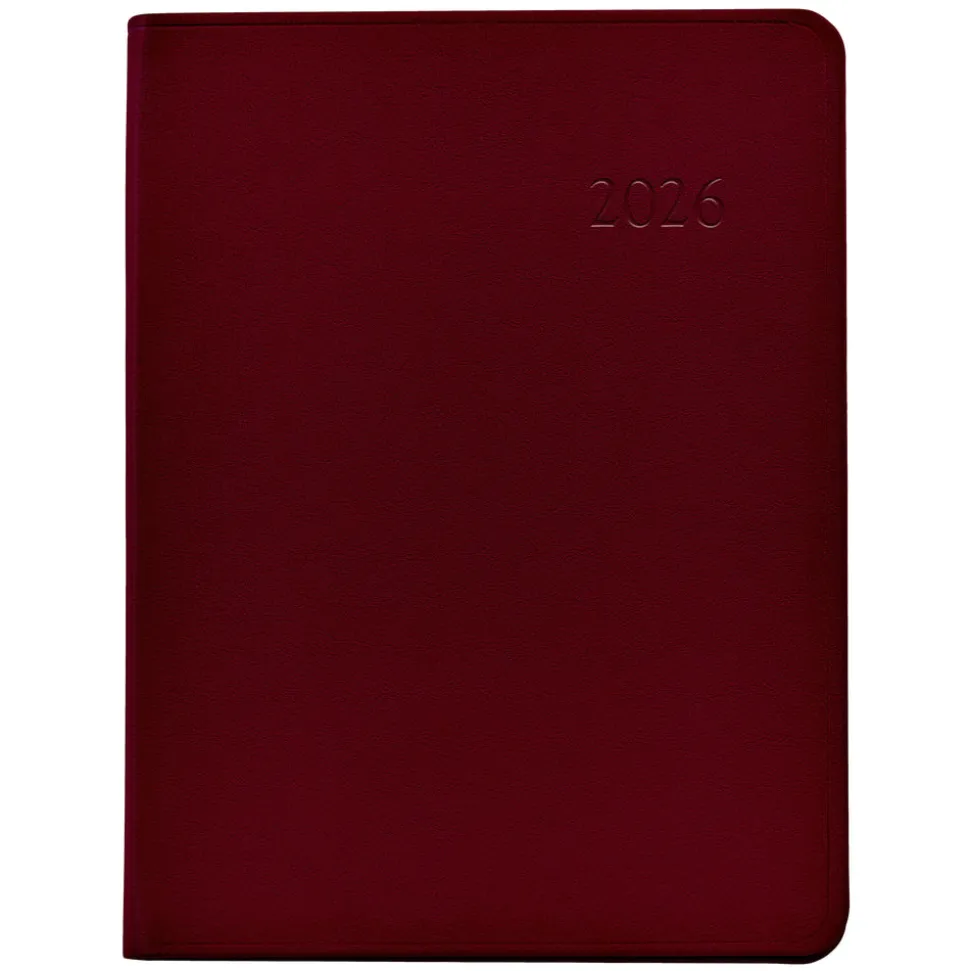2026 Desk Diary in Bordeaux Leather