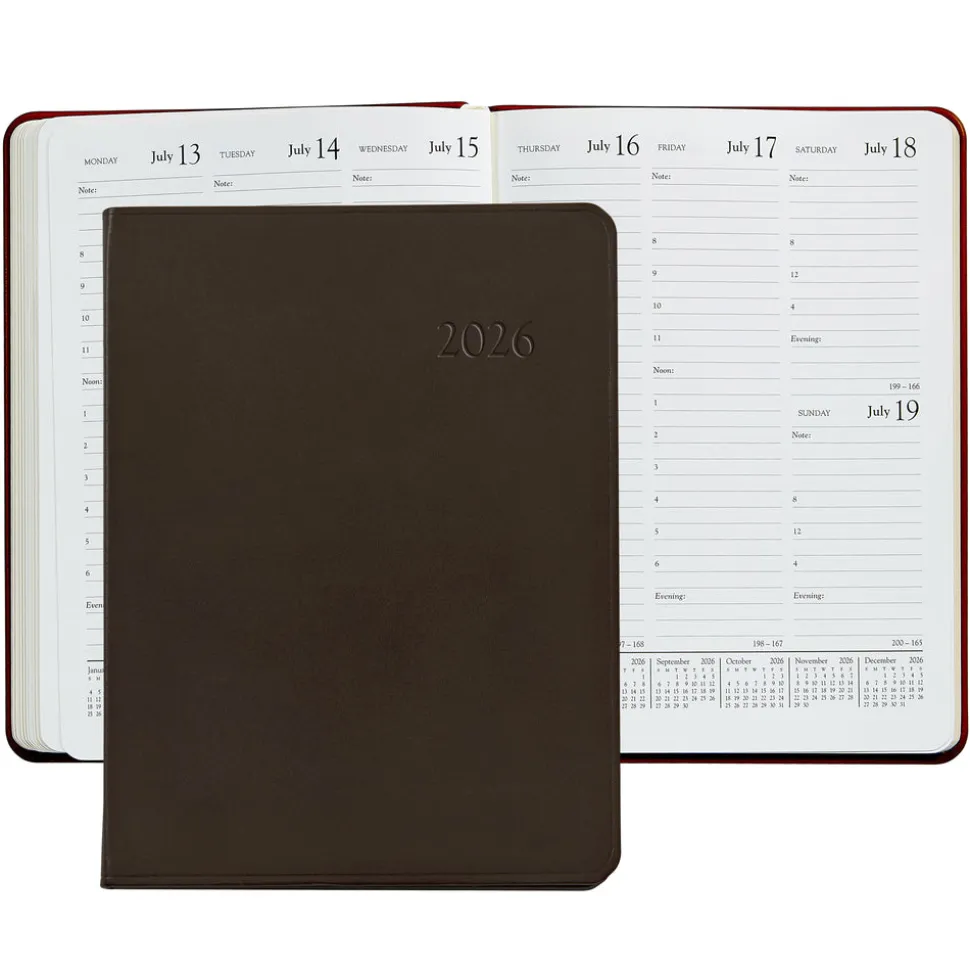 2026 Desk Diary in Brown Leather