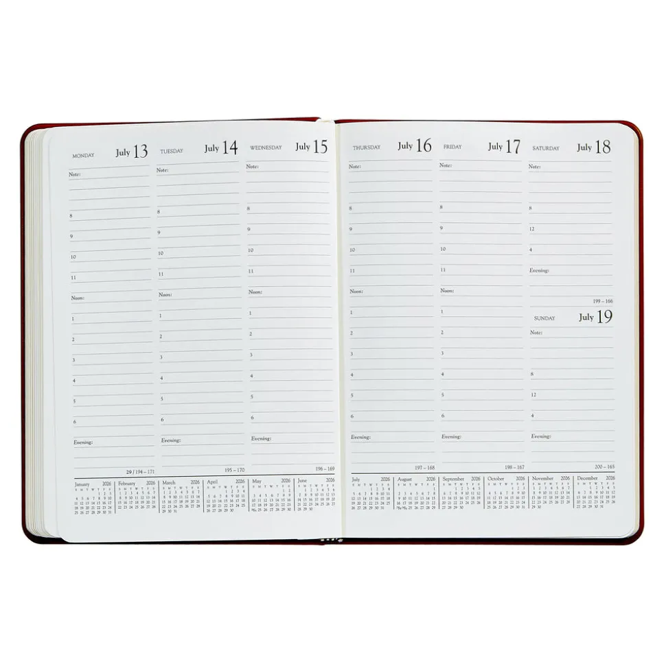 2026 Desk Diary in Wine Pebble Grain Leather