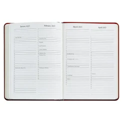2026 Desk Diary in Wine Pebble Grain Leather
