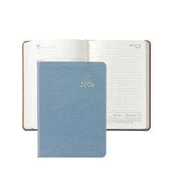 2026 Weekly Notebook in Blue Pebble Grain Leather