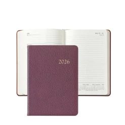 2026 Weekly Notebook in Wine Pebble Grain Leather