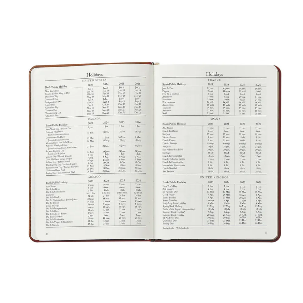 2026 Weekly Notebook in Wine Pebble Grain Leather