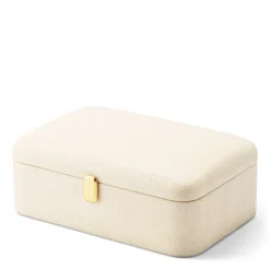 Abella Shagreen Small Jewelry Box in Cream