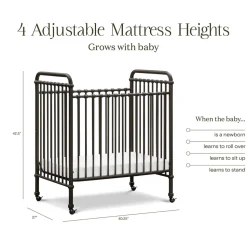 Abigail 3-in-1 Convertible Mini Crib in Vintage Iron