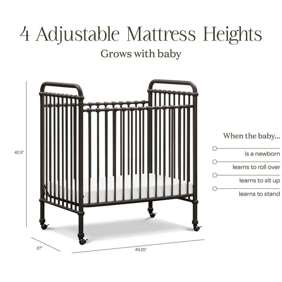Abigail 3-in-1 Convertible Mini Crib in Vintage Iron