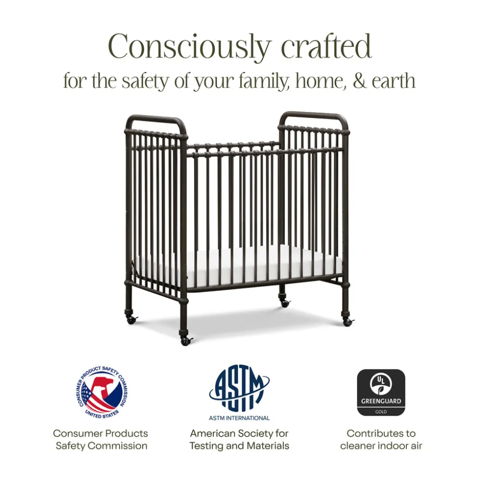 Abigail 3-in-1 Convertible Mini Crib in Vintage Iron