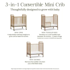 Abigail 3-in-1 Convertible Mini Crib in Vintage Gold