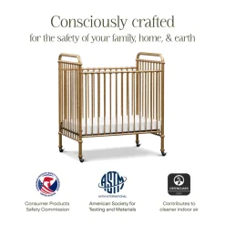Abigail 3-in-1 Convertible Mini Crib in Vintage Gold