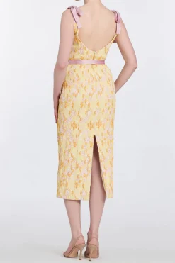 Acacia Belted Daisy Brocade Corset Dress