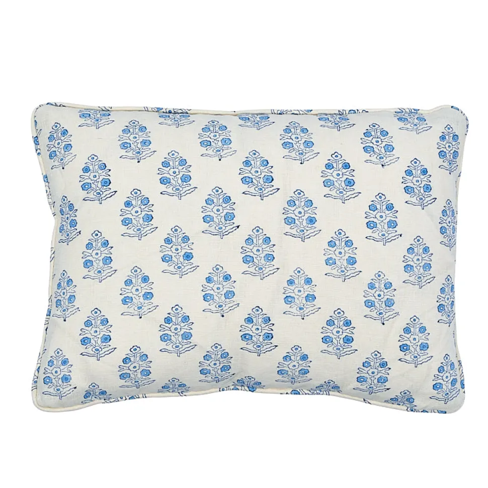 Aditi Block Print Pillow in Blue & White