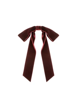 Adley Velvet Bow Barrette in Pinot