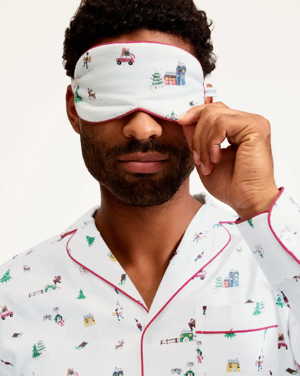 Adult's Twill Sleep Mask in Holiday Town
