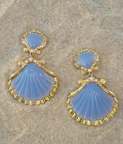 Aegean Shell Earrings in Blue