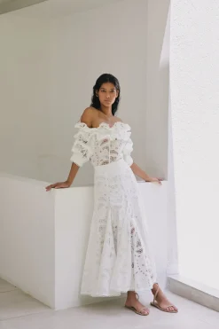 Agave Top In White Eyelet