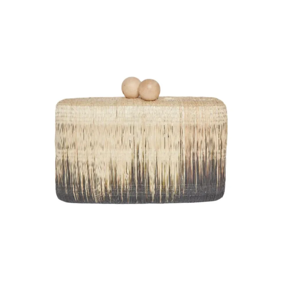 Akna Woven Ombre Straw Clutch Bag in Natural