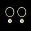 Akoya Pearl Twisted Gold Earrings