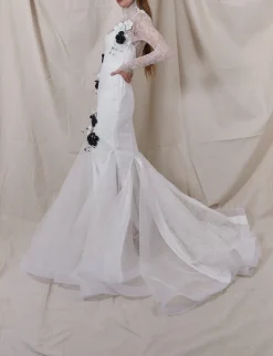 Alexis Lace Gown with Removable Floral Appliques