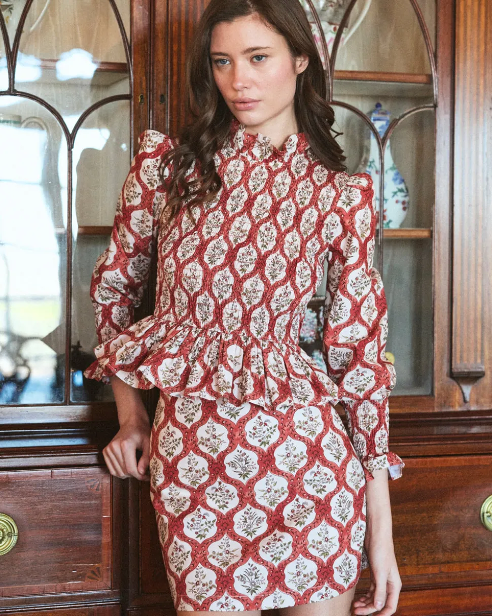 Alice Mini Skirt in Saffron Trellis