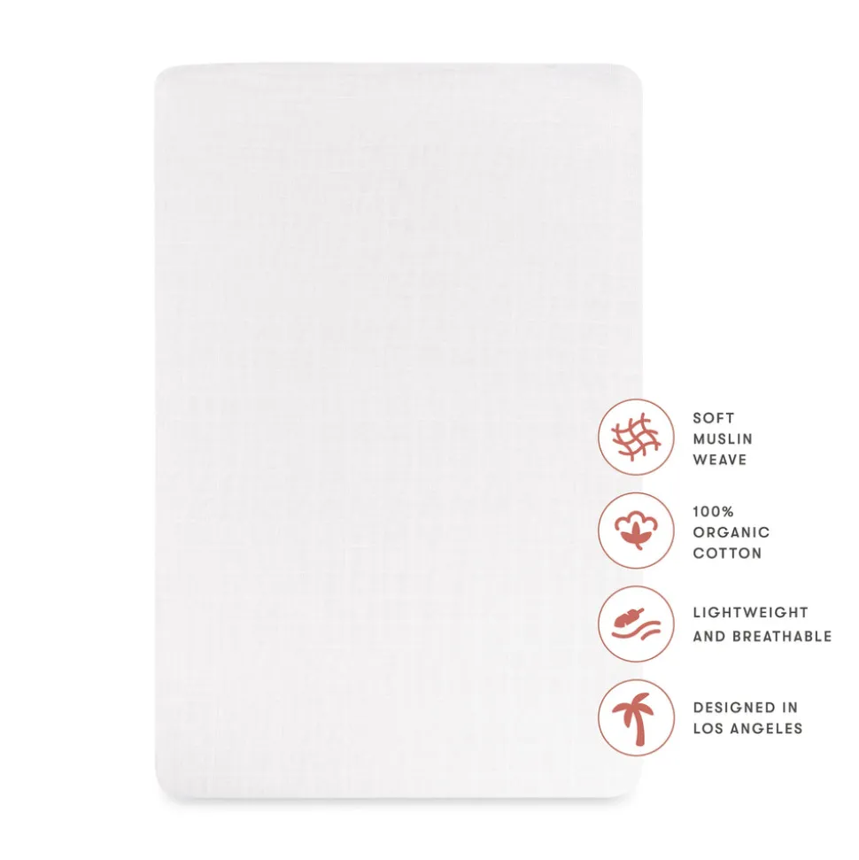 All-Stages Bassinet Sheet in GOTS Certified Organic Muslin Cotton in White