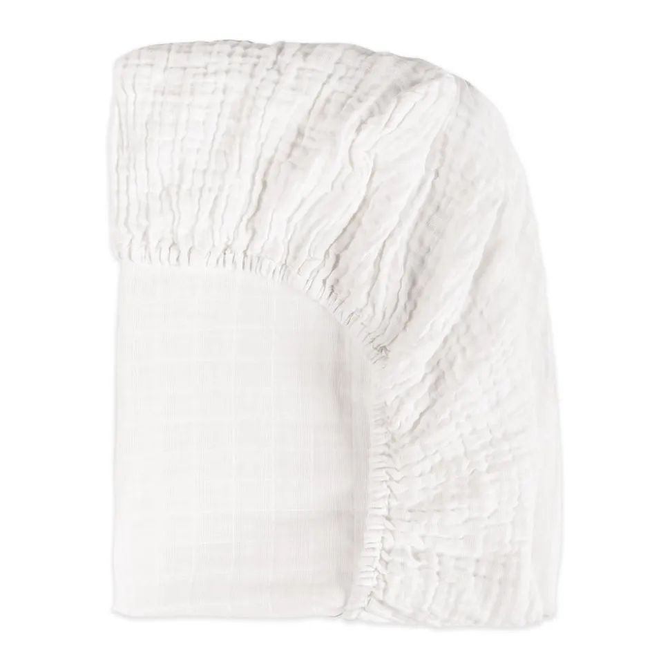All-Stages Bassinet Sheet in GOTS Certified Organic Muslin Cotton in White