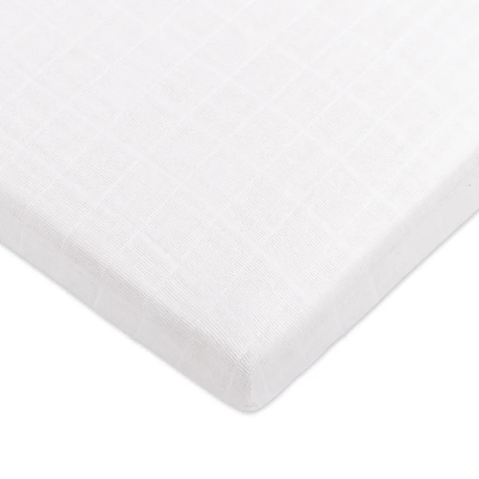 All-Stages Midi Crib Sheet in GOTS Certified Organic Muslin Cotton in White