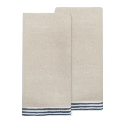Alsace Natural Tea Towels in Natural & Blue, Set of 2
