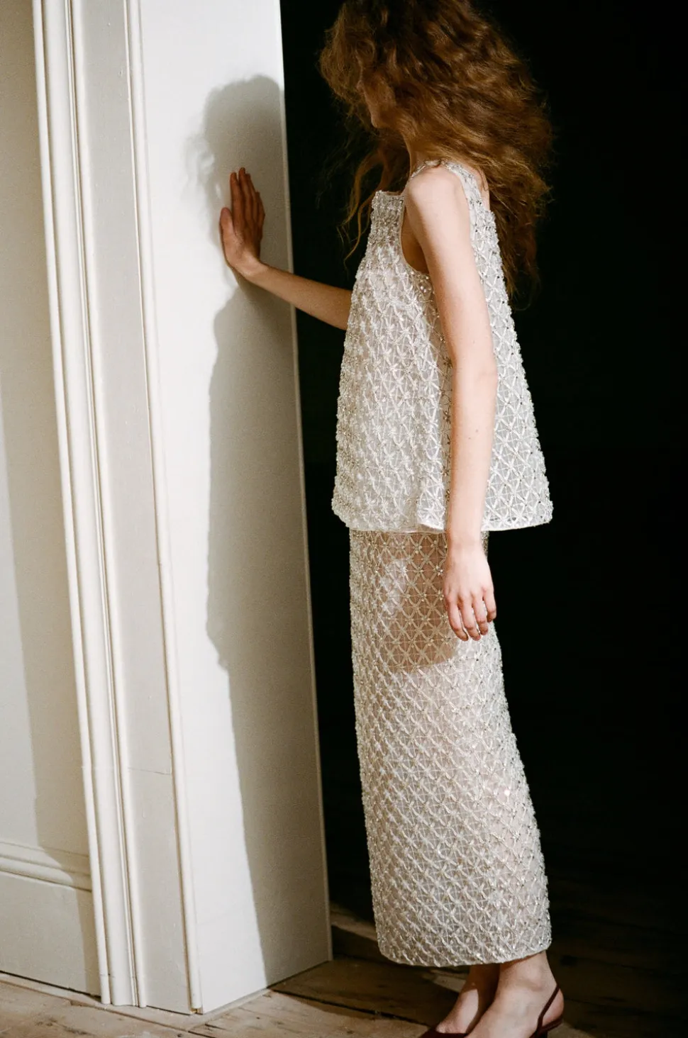 Amah Pencil Skirt in Crystal Lattice