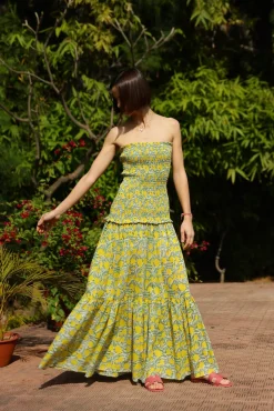 Amalfi Mermaid Dress Yellow Lemon Vine