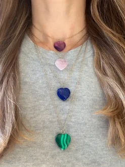 Amazonite Heart Pendant on Gold Chain