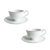 Amelie Roseate Set of 2, Espresso Cups & Saucers