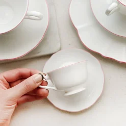 Amelie Roseate Set of 2, Espresso Cups & Saucers