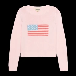 American Flag Fashion Crewneck Sweater in Pink
