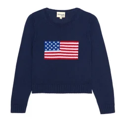 American Flag Fashion Crewneck Sweater in Navy
