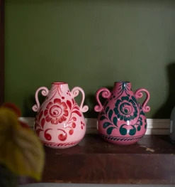 Amphora Vase in Wine & Baby Pink