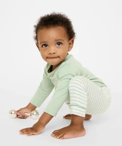 Andy Baby Legging in Dusty Seafoam Mini Stripe