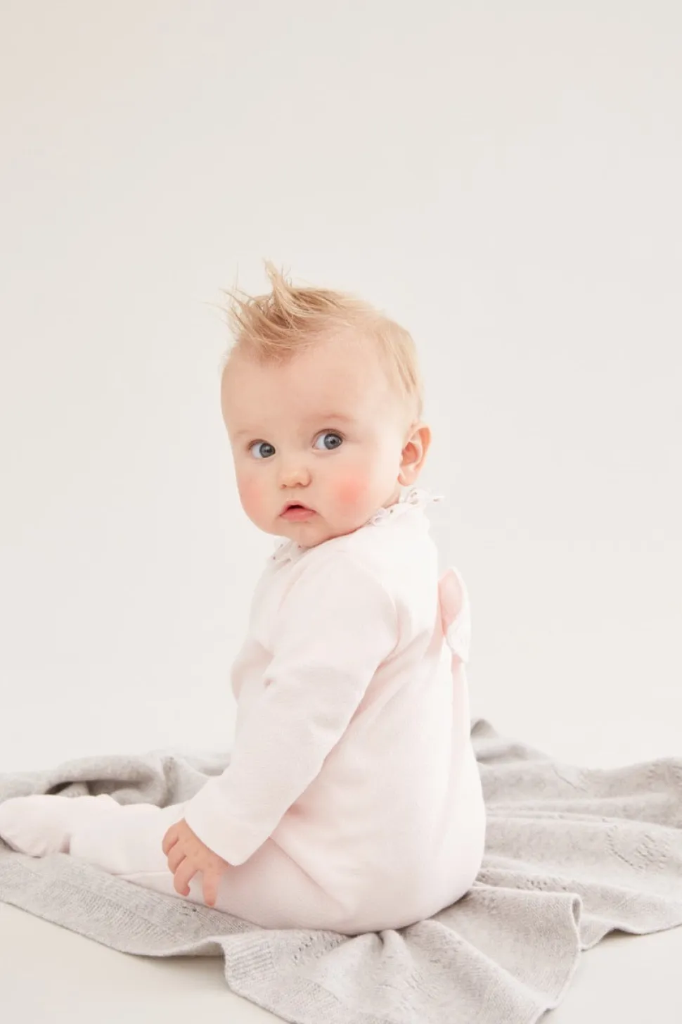 Angel Wing Pointelle Sleepsuit in Pink